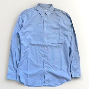 Jil Sander +J Uniqlo Button Up Dress Shirt Microstripe Light Blue XS Minimalist